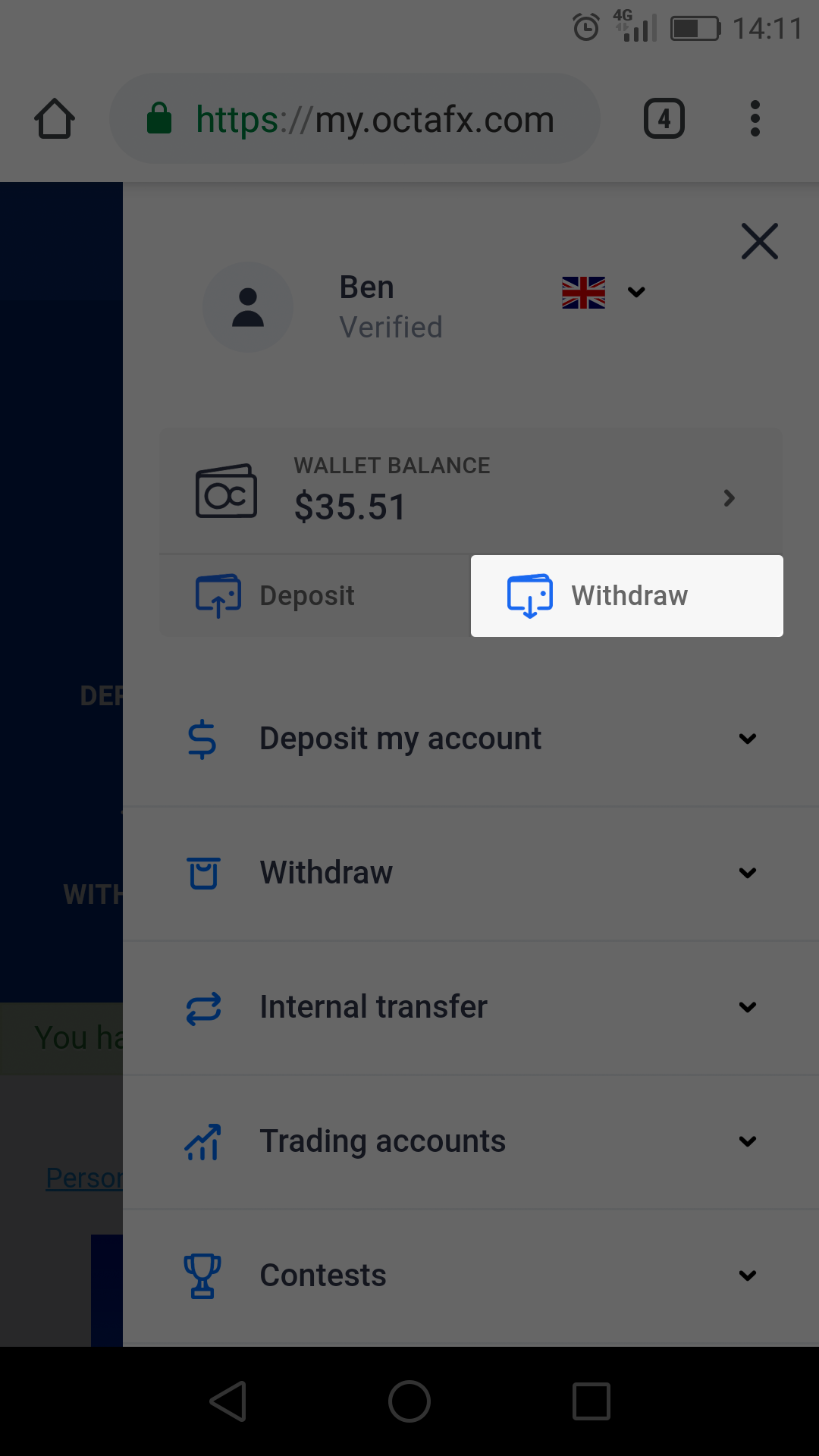 How to withdraw money from your trading account or Wallet, octafx deposit and withdrawal.